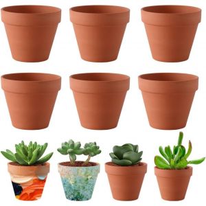 Eryi-Pot Terre Cuite, 6 Pièces 10cm Pots En Terre Cuite Avec Trou Dévacuation, Petit Pot De Fleur, Pot De Fleur Terre Cuite Pour La Culture De Plantes, La Décoration Intérieure Et Extérieure - Neuf