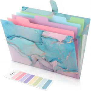 Organiseur de documents, dossiers extensibles A4, dossiers en plastique coloré, robuste et protecteur pour organiser papiers, reçus, factures, factures, documents (bleu clair) - Neuf
