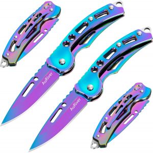 4 Pièces Petit Couteau Pliant,Couteau De Poche,Couteau De Poche Avec Couteau Pliant,Mini Edc Outdoor Couteau À Deux Mains Pour Le Plein Air,Le Camping,La Survie (Coloré) - Neuf