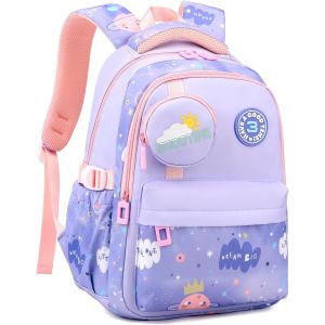 KALSC-Sac À Dos Fille 4 À 8 Ans,2025 Cartable Enfant Scolaire Kawaii,Sac Ecole Fille Léger Imperméable Pour Cp Ce,23L-Violet - Neuf