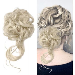 Chignon &Eacute;lastique Pour Cheveux En D&eacute;sordre, Chignon &Eacute;lastique Pour Cheveux En D&eacute;sordre, Accessoire Pour Cheveux Pour Femme (Blond Platine) - Neuf