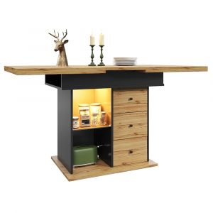 Table télescopique 110-140x80cm, 4-6 pers, LED, cuisine/salon - Neuf