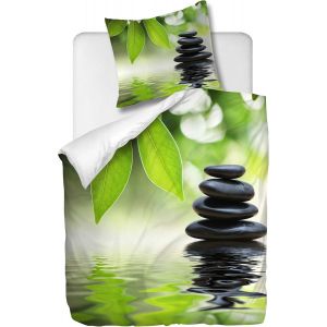 Parure De Lit Pi&iquest;&iquest;Ces Avec Housse De Couette Et Taie D'oreiller,Green Leaf Zen Stone, X Cm / X Cm X ,Multi - Neuf