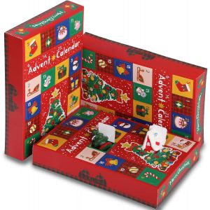 JEXNOVASHOP-Lot de 5 Calendrier de l'Avent 2026 en Personnaliser,DIY Bo&icirc;te Cadeau Surprise avec 24 Portes - pour Chocolats, Bijoux, Id&eacute;e Cadeau de No&euml;l Unique,25 x 17 x 4cm - Neuf