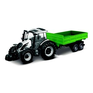 Valtra Tracteur Avec Remorque - &Agrave; Friction 1/43 Burago-Burago - Neuf