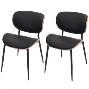 Lot de 2 chaises de salle &agrave; manger HWC-O45, chaise, bois courb&eacute; similicuir 280g/m&sup2; &Ouml;ko-Tex MVGnaturel, noir - Neuf