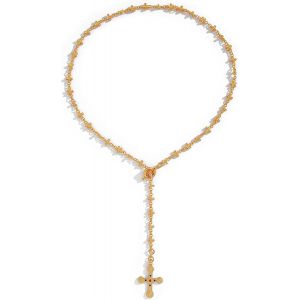 Kal-Collier Croix Style Y2k Pour Femme, Chaîne À Pendentif Croix Dorée Tendance, Mode Kreuzkette, Idéal Pour Bijoux De Caractère Et Occasions Spéciales - Neuf