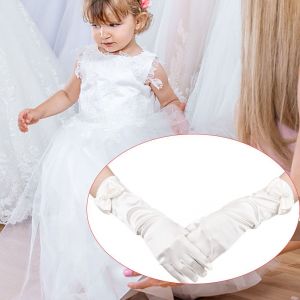 Hjlian Robe De Mariee Pour Fille, Gants, Noud Papillon, Robes De Soiree Formelles, Mitaines Courtes (Blanc Creme L) - Neuf