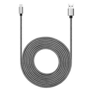 Thef-Câble Usb De Type C De 4,6 M Avec Charge Rapide 3 A, Ultra Long Et Extrêmement Durable En Nylon Tressé Pour Galaxy S10/S9/S8/Google Pixel/Lg/Oneplus/Moto Et Plus Encore (Blanc) - Neuf