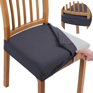 Lot De 4 Housses De Siège Imperméables Pour Chaises De Salle À Manger, En Jacquard Extensible, Amovibles Et Lavables, Sans Housse Arrière, Gris Foncé - Neuf