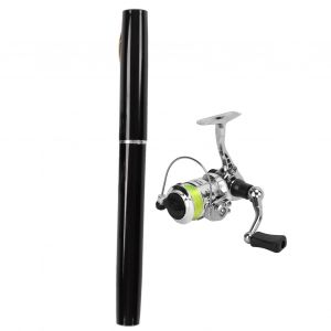 Canne à PêChe RéTractable Portative De Poche De Canne à PêChe De Forme De Mini Stylo Avec La Roue De Bobinenoir - Neuf