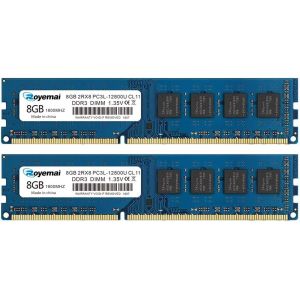 Kit 16 Go (2X8 Go) DDR3 12800 1600 PC3L-12800U 8Go DDR3L Dimm 2Rx8 1,35 V / 1,5 V CL11 Mémoire RAM de Bureau pour Ordinateur de Bureau - Neuf