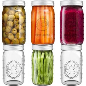 Jexnovashop-Lot De 6 Bocaux En Verre Transparent De 1 L Avec Couvercle Pour Boissons, Repas, Avoine Pendant La Nuit - Neuf