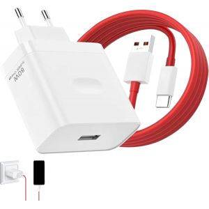 JGD-80W Chargeur Charge Rapide,Chargeur 80W avec Rouge C&acirc;ble USB C 1M,pour Oppo Find X7 Ultra X7 X6 X6 Pro X5 X5 Pro Find N3 N2 Flip Reno11 10Pro Oneplus - Neuf