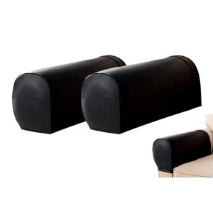 Housses Extensibles Imperm&eacute;ables Pour Accoudoirs De Canap&eacute; - Protections Amovibles En Cuir Pu - Noir - Neuf