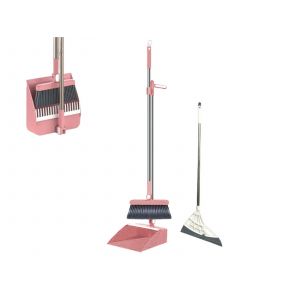 Ensemble balai et pelle pliable pour le nettoyage de la maison - Rose - Neuf