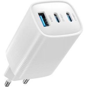 THEF-Chargeur USB C 67W, 3-Port GaN Compact PD Adaptateur Secteur de Charge Rapide, Chargeur Rapide pour MacBook Pro/Air, Les iPhone 16/15/14/13/12, iPad Pro, Samsung Galaxy S24/S23/S22 et Google Pix - Neuf