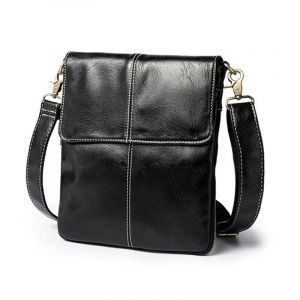 Sac à bandoulière vintage en cuir PU pour homme (noir), adapté au travail, à l'école, aux voyages d'affaires, sac messager réglable, sac à main - Neuf