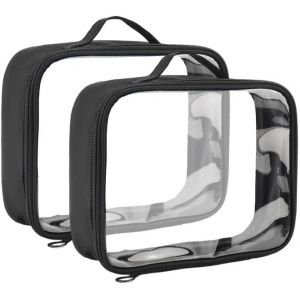 nzqaf-2 Pièces Trousse Maquillage Transparente, PVC Imperméable Trousse Toilette Voyage,Petite Trousse de Toilette Femme Transparente,Trousse de Cosmétique Accessoire de Voyage pour Femmes, Filles - Neuf