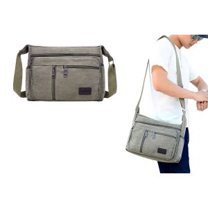 Sac bandouli&egrave;re en toile pour homme - Vert - Neuf