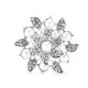 Broche Diamant Fleur Perle Alliage Mode Pour Exquis Cadeau Tissu D&eacute;corationsargent - Neuf