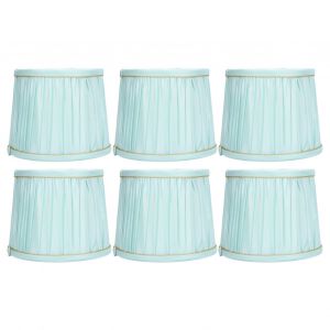 HJLIAN Lot de 6 abat-jour simples en tissu bleu clair avec bords dores pour lustre mural E14 - Neuf
