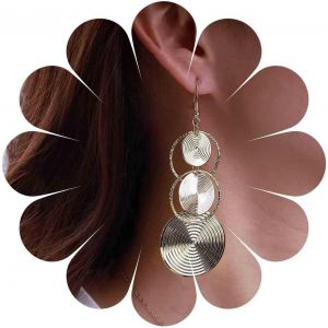 Kalhx-Boucles D'oreilles Boho Disque Pendantes Boucles D'oreilles Or Cercle Triple Boucles D'oreilles Vintage Spirale Sculptées Boucles D'oreilles Longues Boucles D'oreilles Ethniques Boucles - Neuf