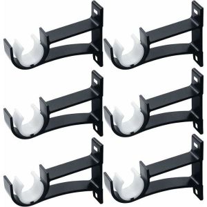 6 Pack Noir Lourd de Rod de Rideau pattes pour la Fixation Murale, Decoration Tige Simple, les Detenteurs de 1-1.4"" Diametre De La Tringle a Rideaux. - Neuf