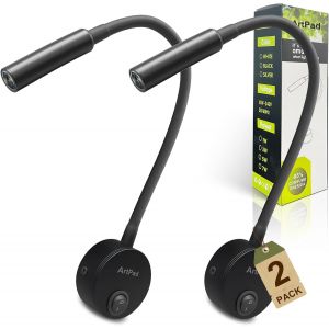 2 Pack Noir Lampe De Chevet - Eclairage Doux Blanc Chaud, 3w, Interrupteur &Agrave; Bouton, Bras Articul&eacute; &Agrave; 360&deg; - Lampe De Chevet Chambre Pour La Chambre &Agrave; Coucher, Le Salon, L'&eacute;clairage D'arri&egrave;re-Pl - Neuf