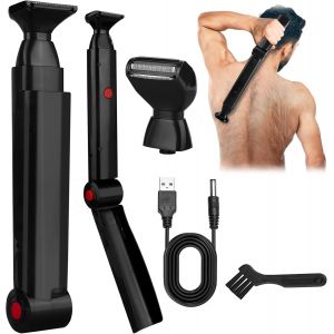 Rasoirs De Dos Pliables Pour Homme Avec 2 T&ecirc;tes De Rasoir Flottantes, Rasoir &Eacute;lectrique &Agrave; Long Manche, Tondeuse Pour Le Dos, La Poitrine Et Les &Eacute;paules Tondeuse &Agrave; Cheveux Rechargeable Par Usb - Neuf