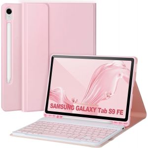 Chenquansarl-Étui De Clavier Pour Samsung Galaxy Tab S9 Fe 10,9""/S 11""2023,Avec Clavier Pour Samsung S Fe Avec Support De Stylo S,Bluetooth Sans Fil Amovible Pour Galaxy S9,Autowake/Sleep,Rose - Neuf