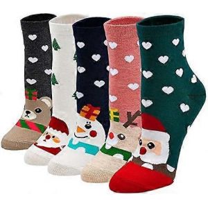 2024 Chaussettes Drôles Femmes Chaussettes En Coton Colorées,Chaussettes Animaux Dessin Animé Femmes Chaussettes Drôles Femmes Noël Chaussettes Baskets Chaussettes,5 Paires - Neuf