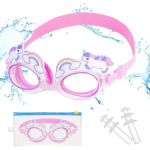 Letnerny-Lunettes De Natation Pour Enfants Avec Bouchons D'oreilles Pour Tout-Petits (4-14), Lunettes De Natation Anti-Buée Et Anti-Fuite, Lunettes De Piscine D'eau À Vision Claire Avec Sac De Transp - Neuf