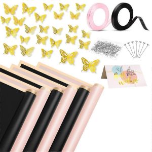 40 Feuilles De Papier D'emballage De Fleurs,Avec Des Rubans &Eacute;pingles &Agrave; Fleurs - Neuf