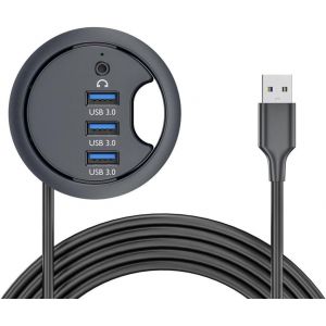 Hub Usb 3.0 Carte Son 3 Ports Usb 60 Mm Oeillet Répartiteur Station D'Accueil Casque Micro Interface Audio Pour Pc De Bureau - Neuf