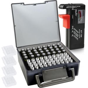 Bo&icirc;te &agrave; piles avec doublure en &eacute;ponge pour 72 piles AA AAA, bo&icirc;te de rangement pour l'organisation domestique, avec testeur de piles et petite bo&icirc;te &agrave; piles (bo&icirc;te uniquement) - Neuf