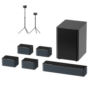 Barre de son Ultimea Poseidon D80 Boom 7.1 + 1 paire de pieds d'enceintes Steady 300, Dolby Atmos, puissance de cr&ecirc;te de 500W, contr&ocirc;le via application - Neuf