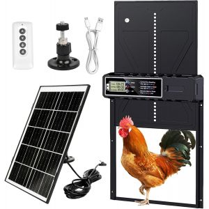 Vornixorsarlshopgrande Taille Porte Poulailler Automatique Solaire,Automatique Poulailler En Aluminium Avec 7w Panneaux Solaires, Deux M&eacute;thodes De Chargement Minuterie, Affichage Led, T&eacute;l&eacute;commande - Neuf