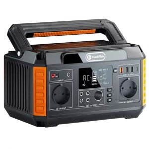 Station d'alimentation portable FlashFish P60 560W, g&eacute;n&eacute;rateur solaire 520 Wh/140 400 mAh, prises CA 220 V &agrave; onde sinuso&iuml;dale pure, 11 sorties, &eacute;cran LCD - Neuf