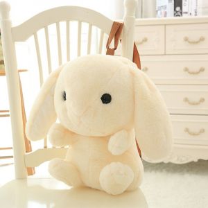 Sac à dos en peluche mignon lapin à longues oreilles sac à dos en peluche sac à dos pour enfants Sac à dos lapin jaune 45 x 30 cm + couverture (0,9 kg) - Neuf