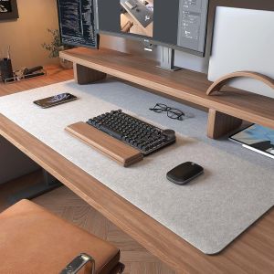KALANKA-Tapis d'écriture en feutre antidérapant - 100 x 40 cm - Extra large - Tapis de souris en feutre - Tapis de bureau - Gris clair - Neuf