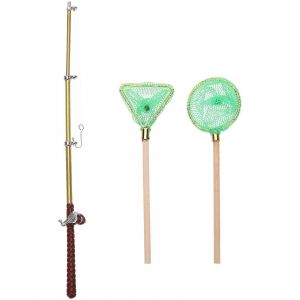 1 ensemble de canne à pêche décorative, accessoires de photographie, mini filet de pêche, jouet décoratif, mini-maison - Neuf