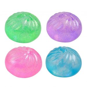 4pcs Color&eacute; Paillettes Simulation Cuit &Agrave; La Vapeur En Peluche Chignon &Eacute;crase Jouet Soulagement du Stress Fidget Sensoriel Jouets Doux Tpr Pressant P&acirc;te Chignon Halloween Trick Toy - Neuf