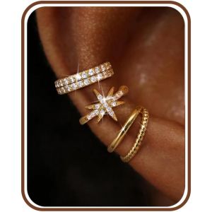 Kalanka-Ear Cuff Femme Faux Piercing Oreille Or Hypoallerg&eacute;nique R&eacute;glables Earcuff Boucle Oreille Sans Trou Non Piercing Helix Cartilage Manchette D'oreille Femme - Neuf