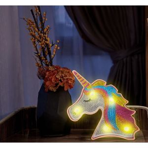 14,5 X 18 X 3 Cm De Bricolage Licorne Diamant Peinture Lampe Led Feux De Pleine Foret De Cristal Dessin Kit De Chevet De Nuit À La Lumière Des Métiers D'art Pour La Décoration De La Maison - Neuf