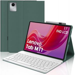 Coque Clavier Pour Lenovo Tab M11 11"" 2024, Azerty Clavier Magnétique Sans Fil Bluetooth Pour Tablette Lenovo M11 11 Pouces 2024 Tb-330xu/ 330fu, Vert Foncé[Z1299] - Neuf