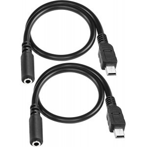 Mini USB Male to 3.5 mm Audio Cable,5 Pin Mini USB to 3.5 mm Female TRRS Cable Adapter Jack Quadrupole Jack for Headphone Mic Active Clip-33 cm (Pack of 2) - Neuf