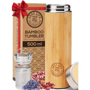 Mevronisshop-Infuseur Th&eacute; Bouteille En Bambou Premium Avec Filtre 500ml &iquest; Pr&eacute;serve Le Froid Et La Chaleur Pendant 12h &iquest; Bouteille Infusion Isol&eacute;e Sous Vide - Neuf