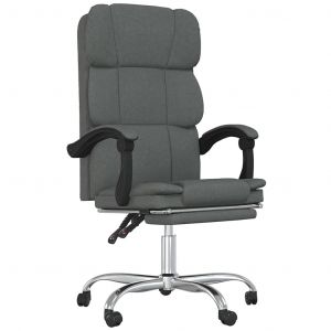 Chaise fauteuil si&egrave;ge pivotante de inclinable de bureau informatique &eacute;tude fonc&eacute; tissu gris Helloshop26 02_0024242 - Neuf