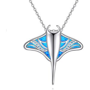 Collier Raie Pastenague En Argent Sterling - Pendentif Manta - Collier Raie Manta - Bijoux Pour Femmes Et Filles - Cadeau Pour M&egrave;re Et Fille, Argent Sterling, Pas De Gemme - Neuf